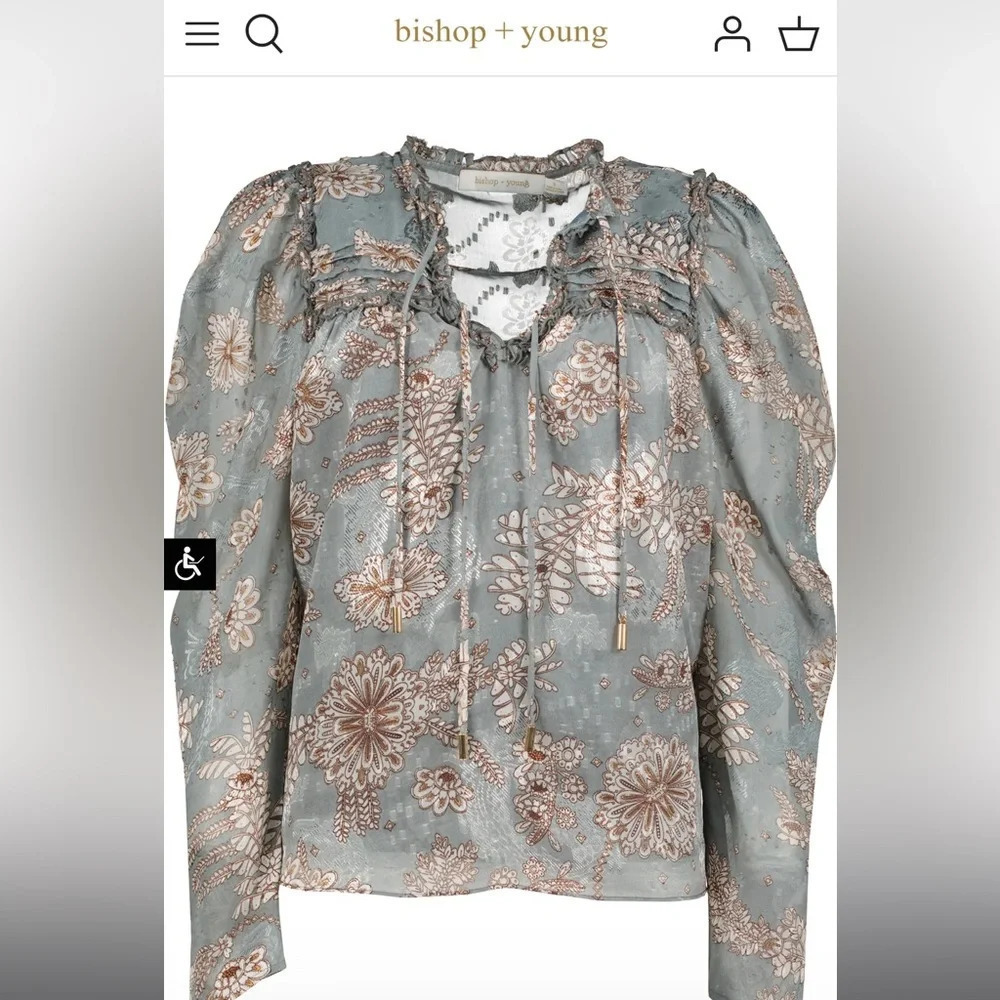 NWT bishop & young Sydney blouse jade floral small